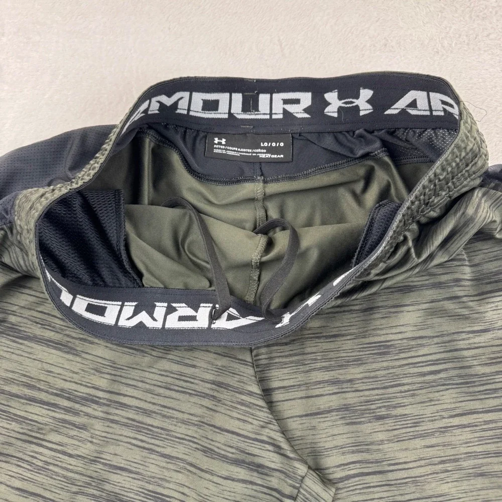 Under Armour Athletic Shorts Mens Large Green Space Dye HeatGear 8.5 Inseam